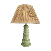 Lampe vintage pastel abat-jour raphia