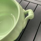 Soupière en faïence de Salins vert mint