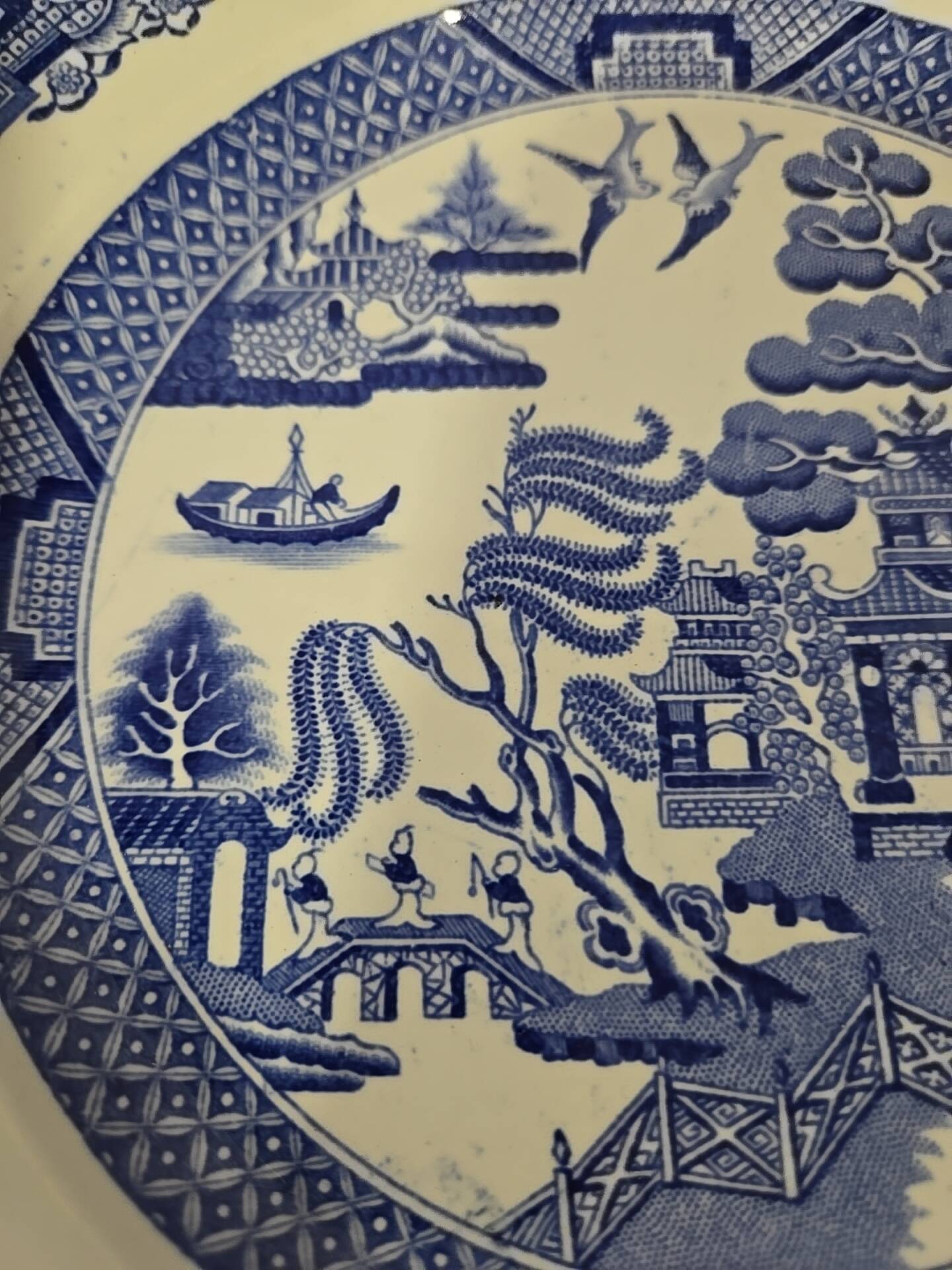 Hollow plate Creil and Montereau blue Japonese Pagoda model