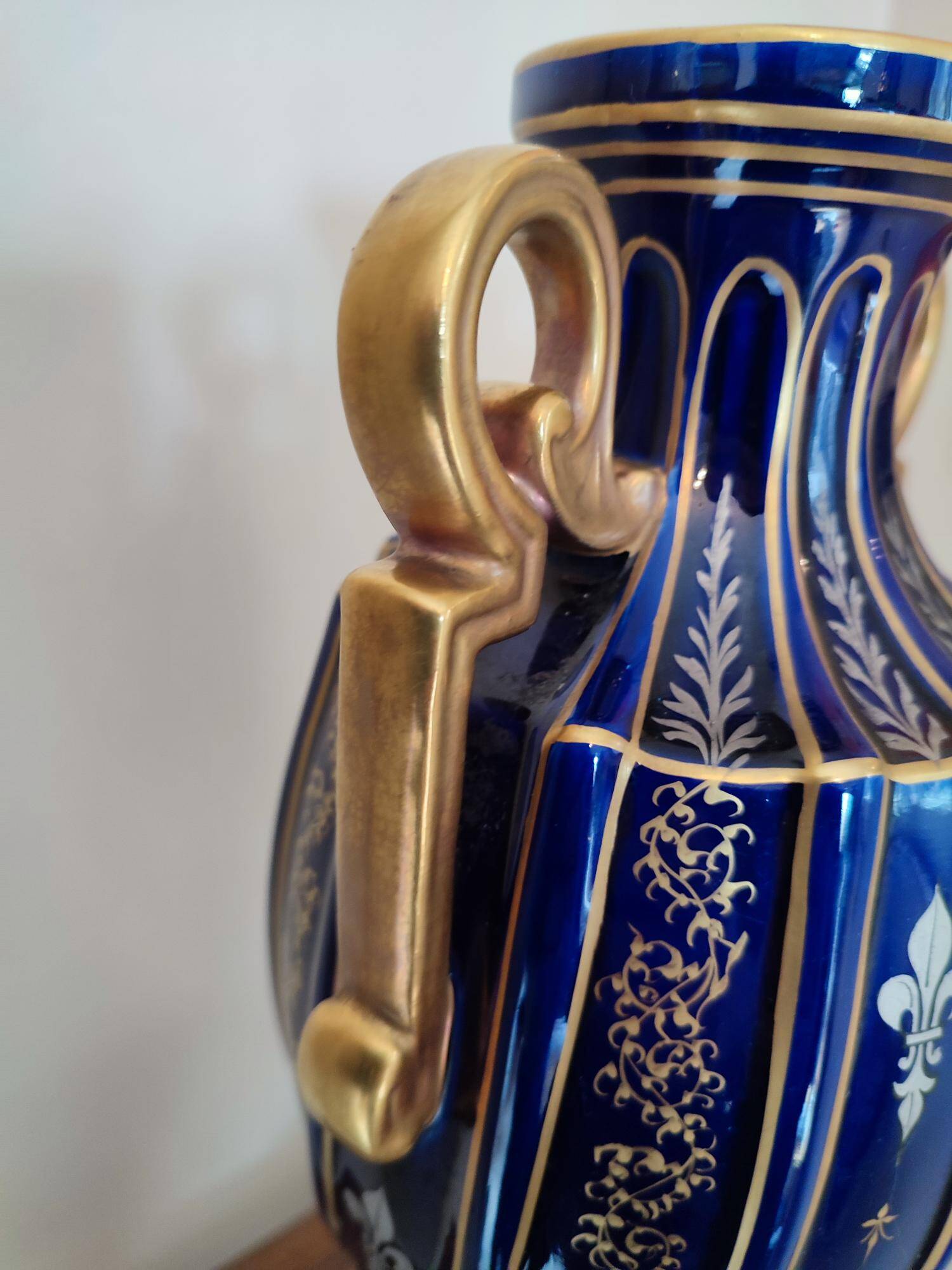 Two-handled baluster vase in late 19th century earthenware from the Gustave Asch factory (1856-1911)