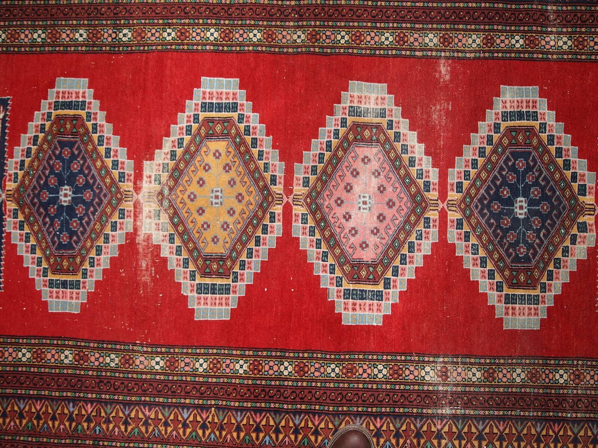 Tapis vintage fait main Bukhara ouzbek 128cm x 199cm (1960s)