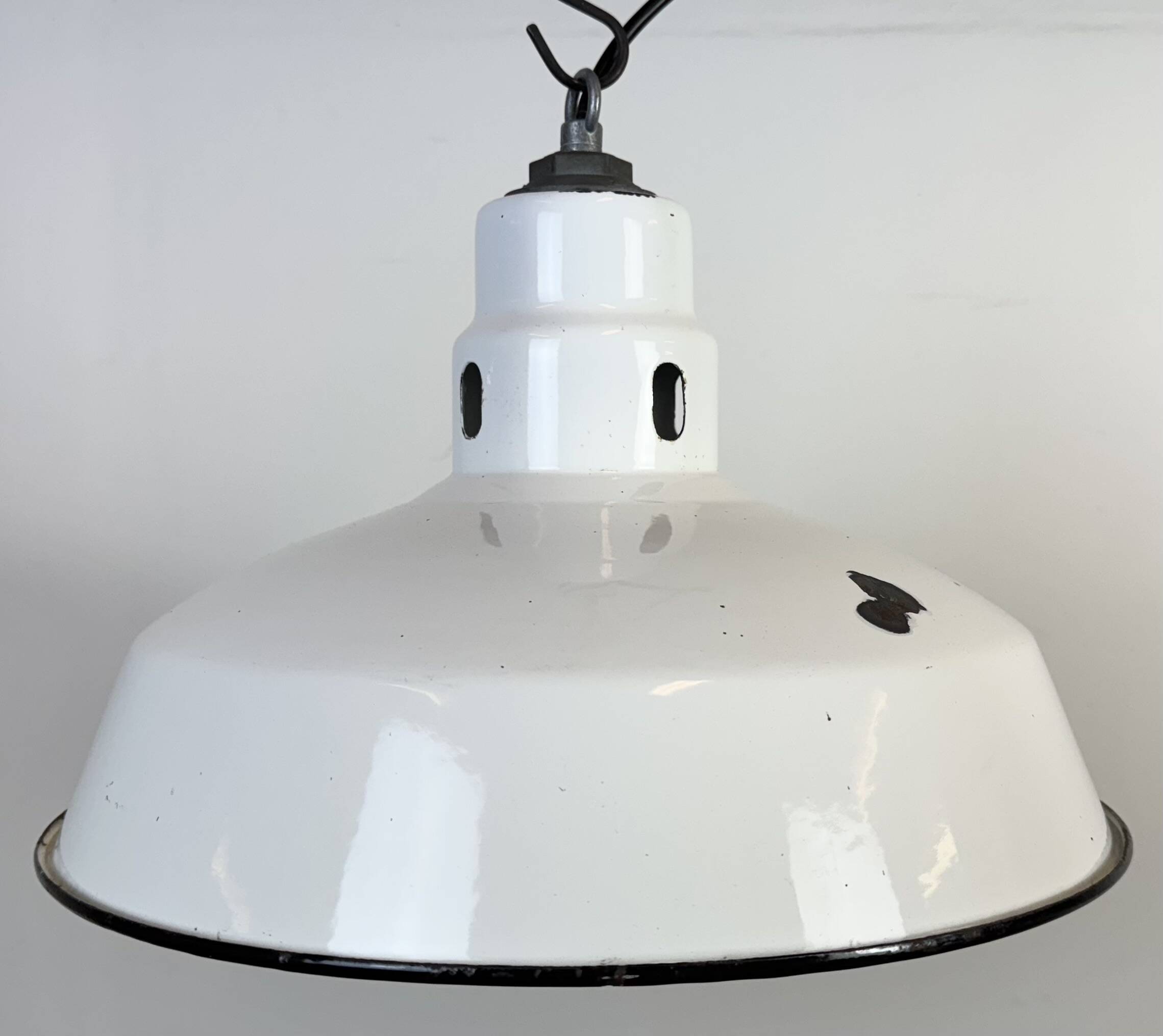 Industrial White Enamel Factory Pendant Lamp from Abolite, 1960s