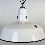 Industrial White Enamel Factory Pendant Lamp from Abolite, 1960s