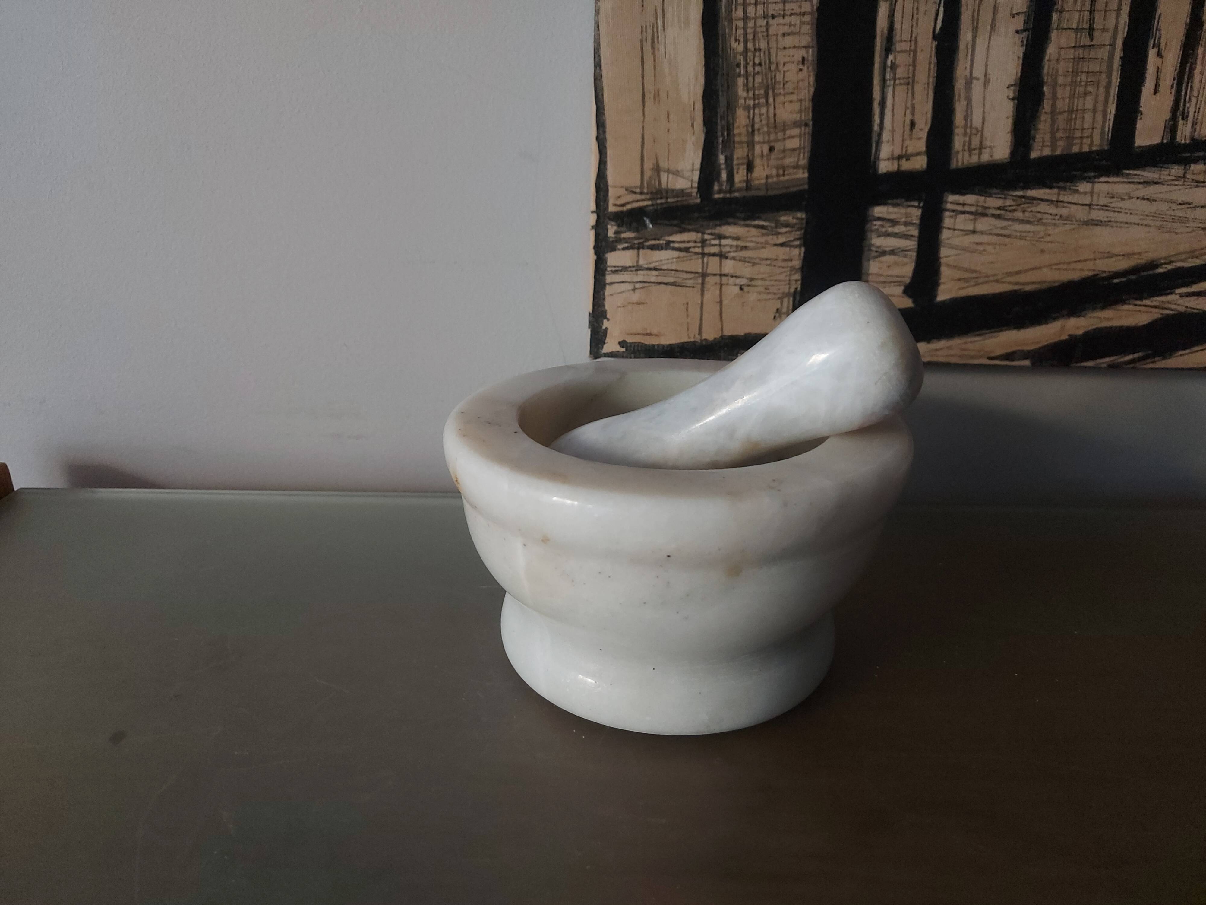Mortar with marble pestle