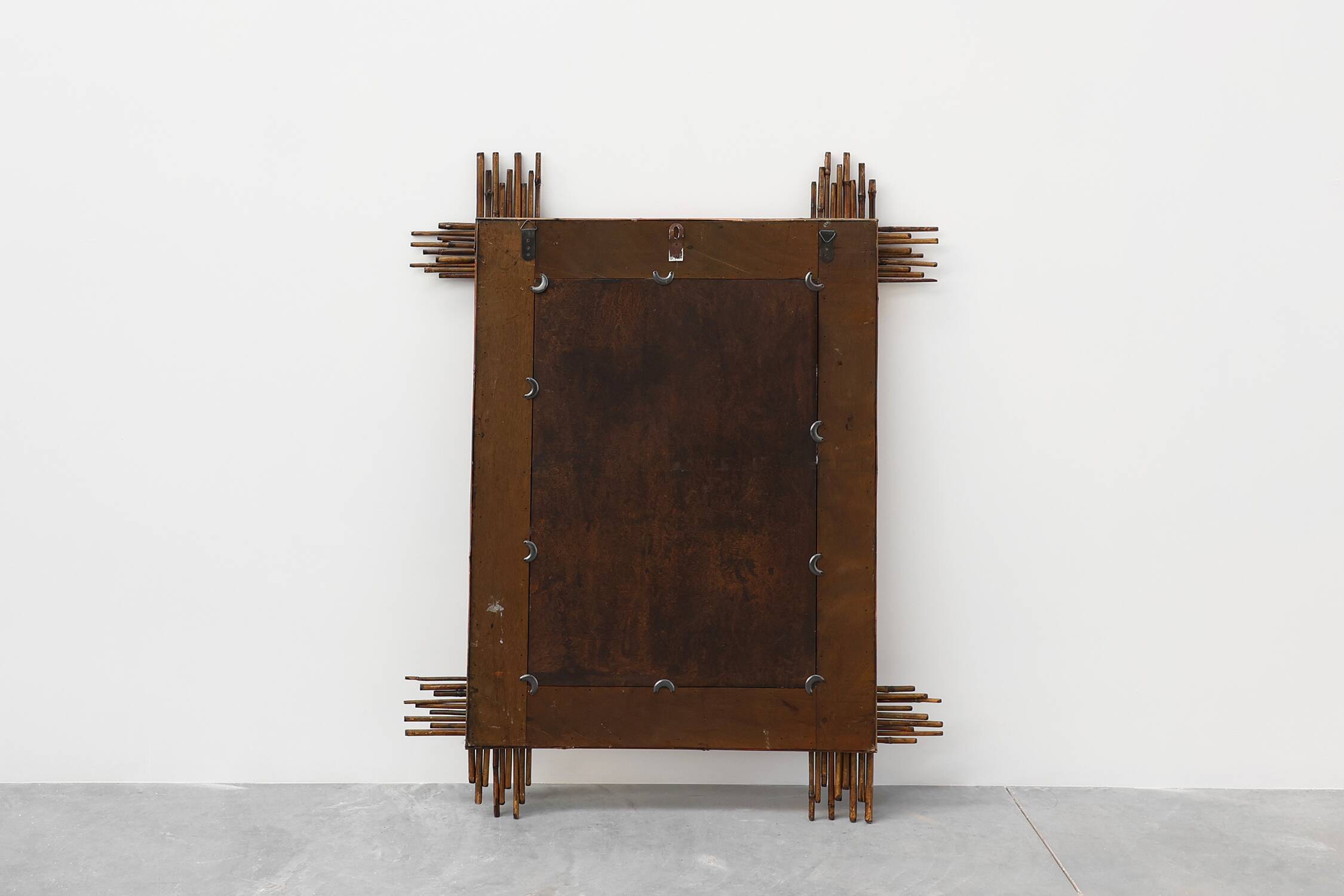 Large Vintage bamboo mirror with beveled mirror, France 1960s