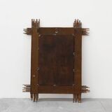 Large Vintage bamboo mirror with beveled mirror, France 1960s