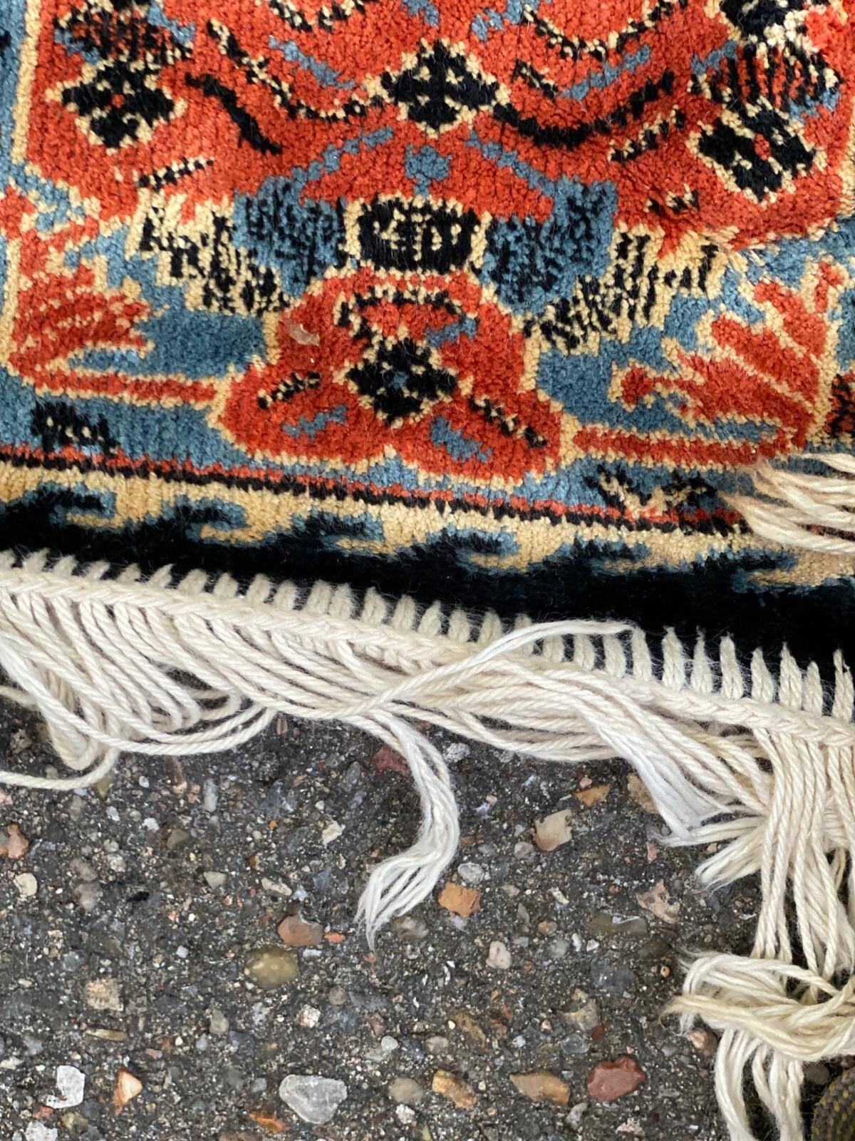 Long Persian Wool Runner Rug Burgundy Blue 70x240cm