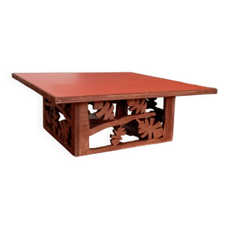 Table basse bois et orange