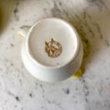 service à café 6 tasses, pot à lait et sucrier Moulin des Loups jaune texturé années 50