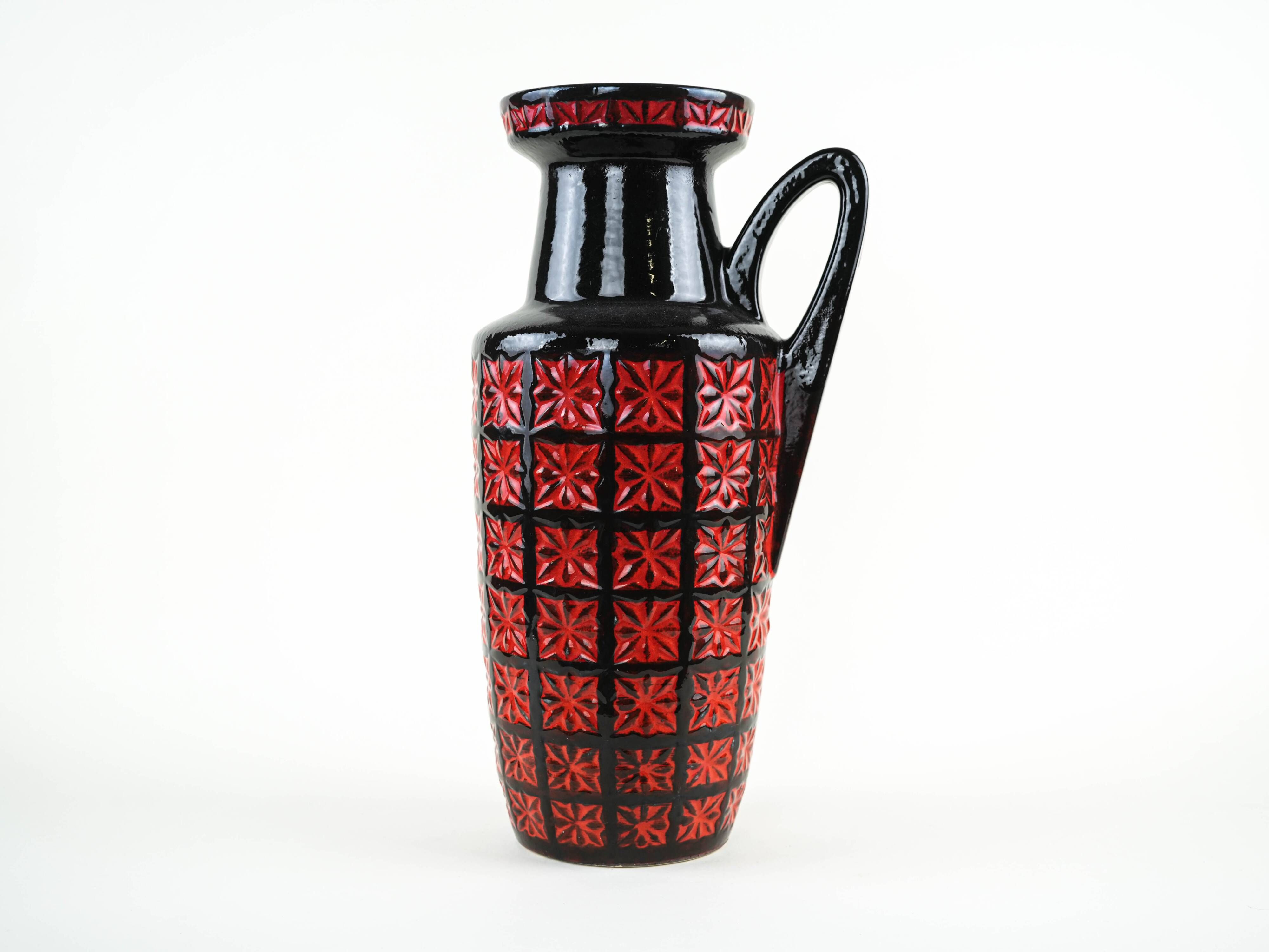 Fat Lava ceramic vase with relief texture, West German pottery, 1970s
