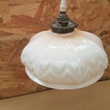 Old vintage art deco opaline pink pendant lamp
