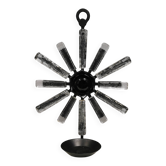 Vintage wrought-iron wall candle holder with pressed glass decoration 1970s