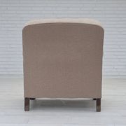 1950s, Danish artdeco armchair, furniture wool, oak wood legs.
