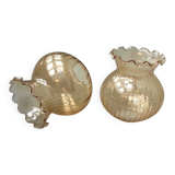 Paire de globes tulipes ambrés