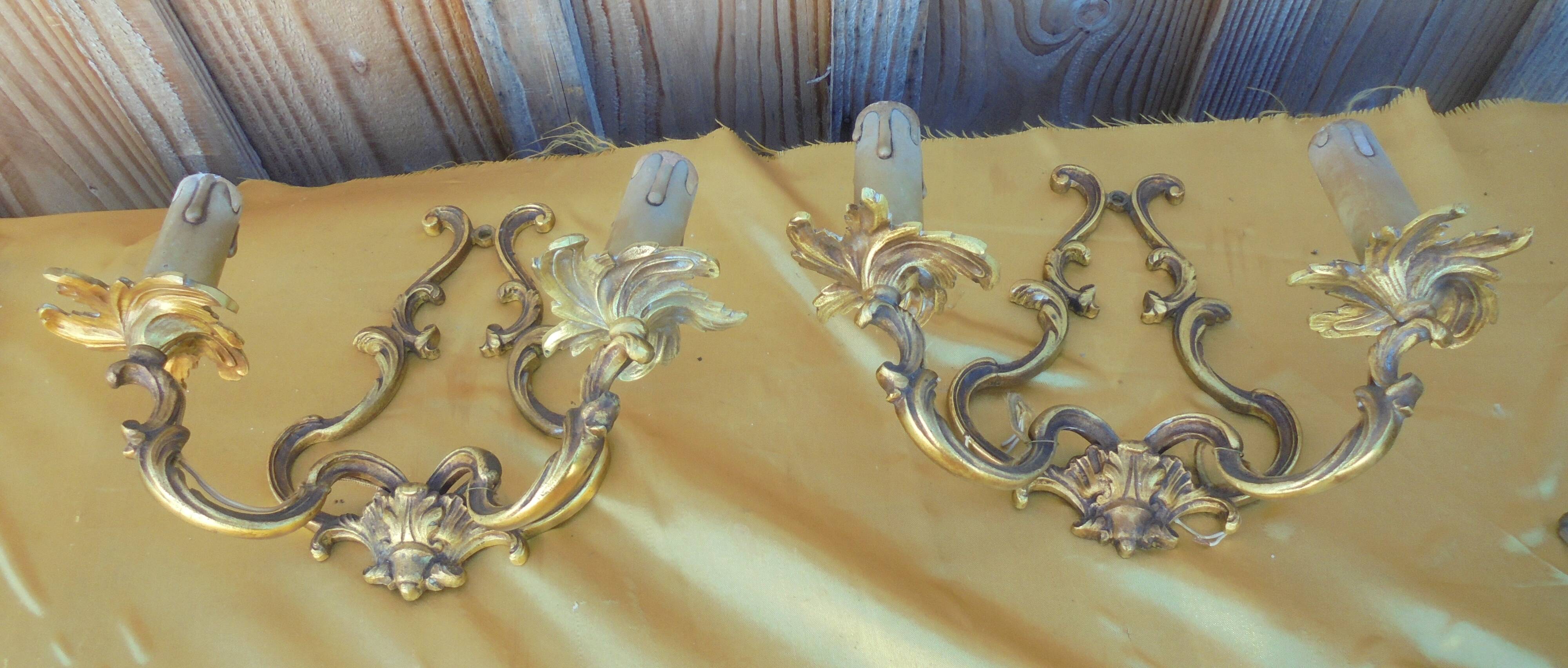 Pair of Louis XV Style Bronze Sconces