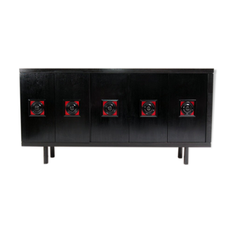 XXL black brutalist sideboard, Belgium 1960’s