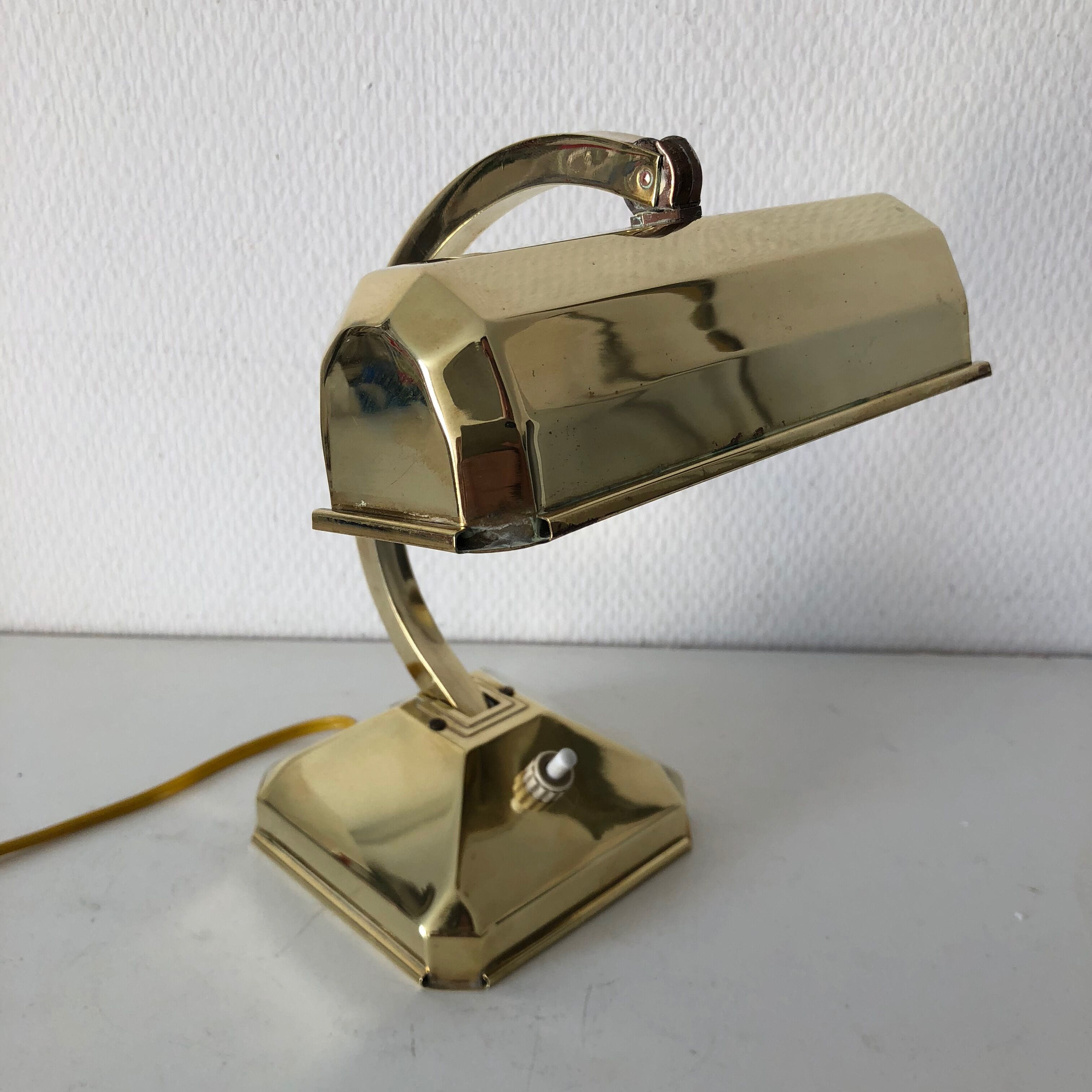 22cm vintage 1940 brass desk lamp