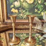 Duo of small brass candlesticks