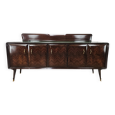 Mahogany sideboard with a glass top, 1960