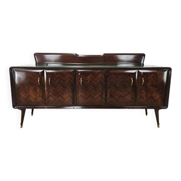 Mahogany sideboard with a glass top, 1960