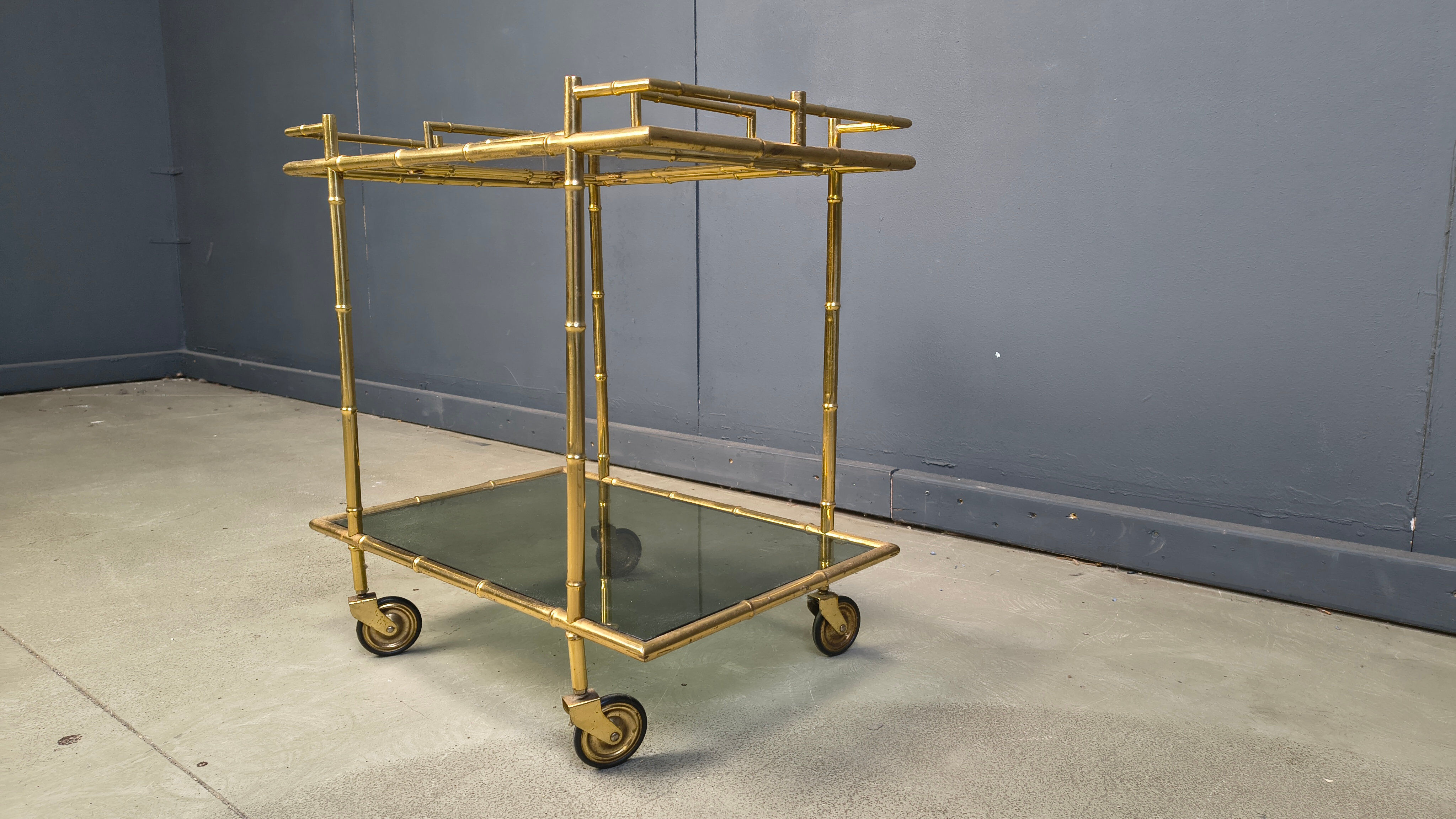 Vintage brass faux bamboo trolley, 1960s