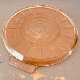 Round pink molded glass tray