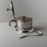 Argent Metal Silver-Plated Art Deco Lidded Box with Spoon, Italian 1930s Table Decor