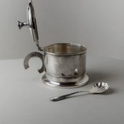 Argent Metal Silver-Plated Art Deco Lidded Box with Spoon, Italian 1930s Table Decor