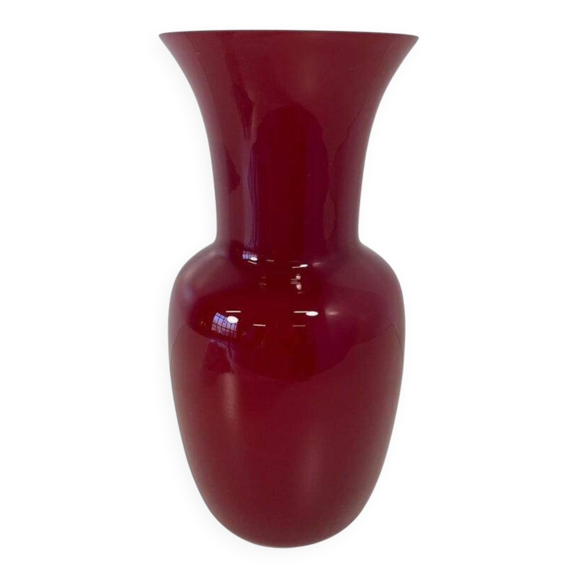 Italian Red and White Murano Glass Vase by Venini