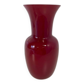 Vase en verre de Murano rouge et blanc italien par Venini