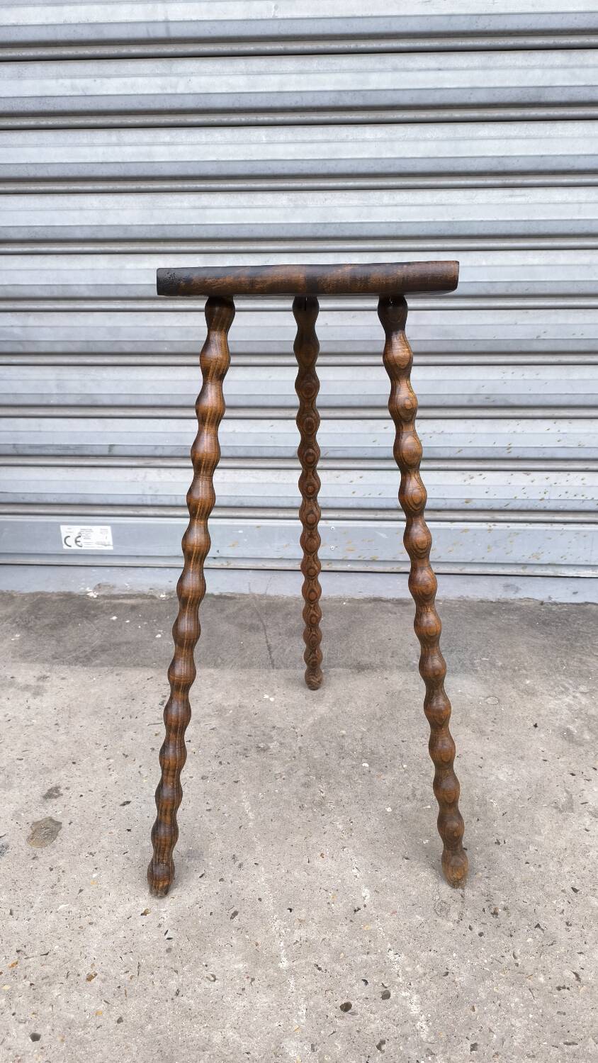 1950s Beaded Wooden Tripod Stool