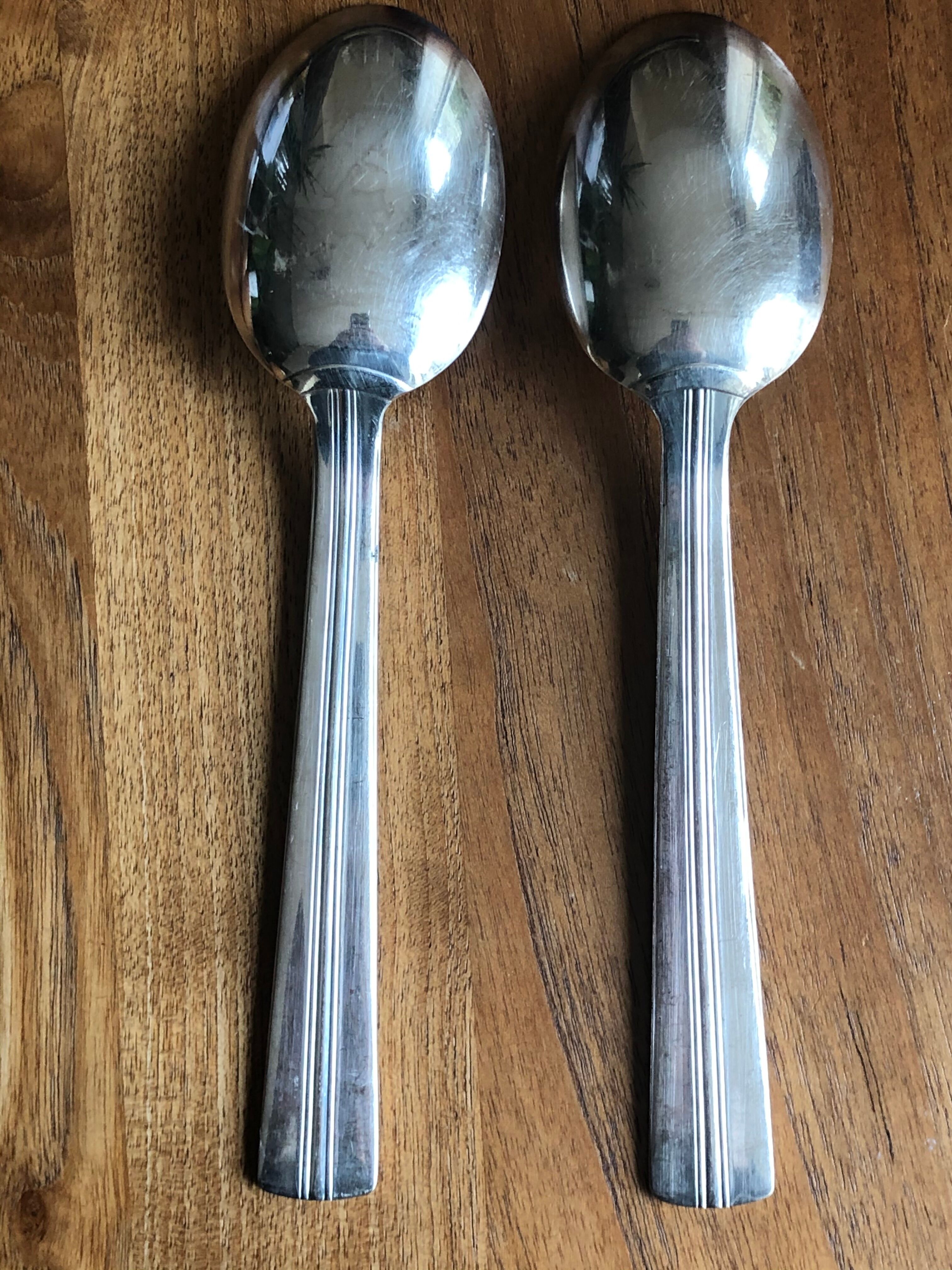 12 Soup spoons Ercuis in silver metal