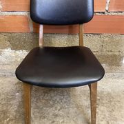Vintage Scandinavian Chair Beech + Black Skai Seat & Back 60s