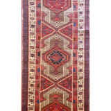 Red vintage persian hamedan rug 1930 handwoven tribal runner 99x337cm