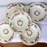 5 assiettes creuses de Longwy modèle Aupébines