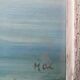 Tableau vintage paysage côtier avec pêcheur solitaire