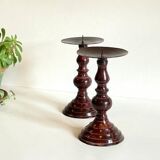 BOUGEOIRS Vintage Patinated Metal Candle Holders