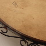 Round iron and rattan mirror