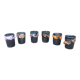 Six vintage glazed ceramic glasses