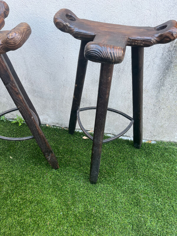 2 tabourets de bar brutalistes «Marbella», Confonorm Espagne, années 1960