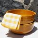 Pair of glazed ceramic salad bowls mustard LPM