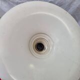 Industrial red enameled sheet metal pendant light