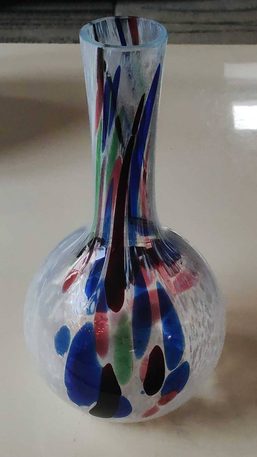 Speckled Blown Art Glass Ball Vase