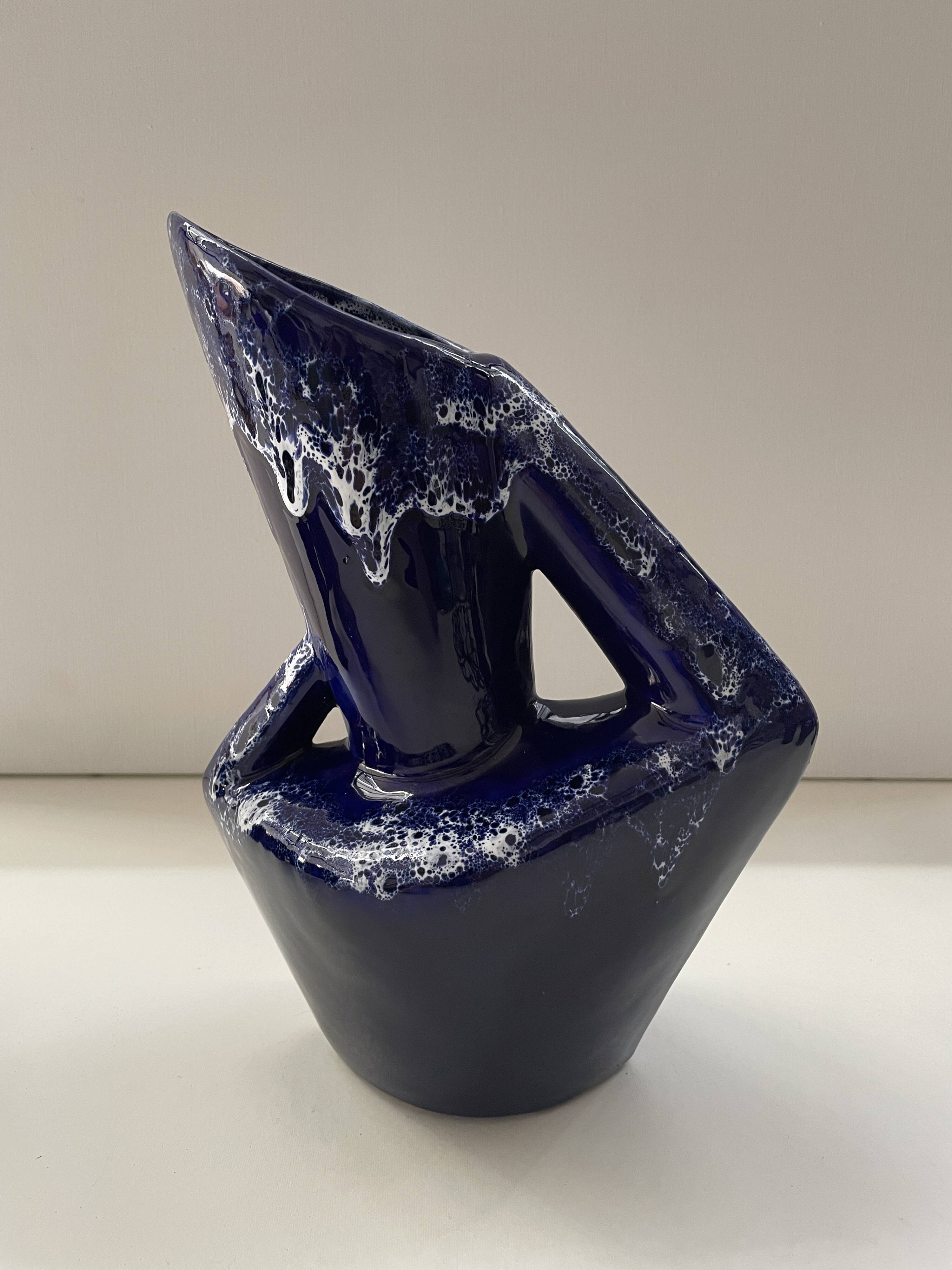 Ceramic orangeade service in ultramarine blue, workshop 59 - Vallauris -