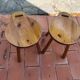 Pair of vintage 1960s solid pine ovoid Scandinavian stools
