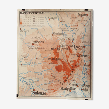 Carte de géographie Massif-Central /Jura