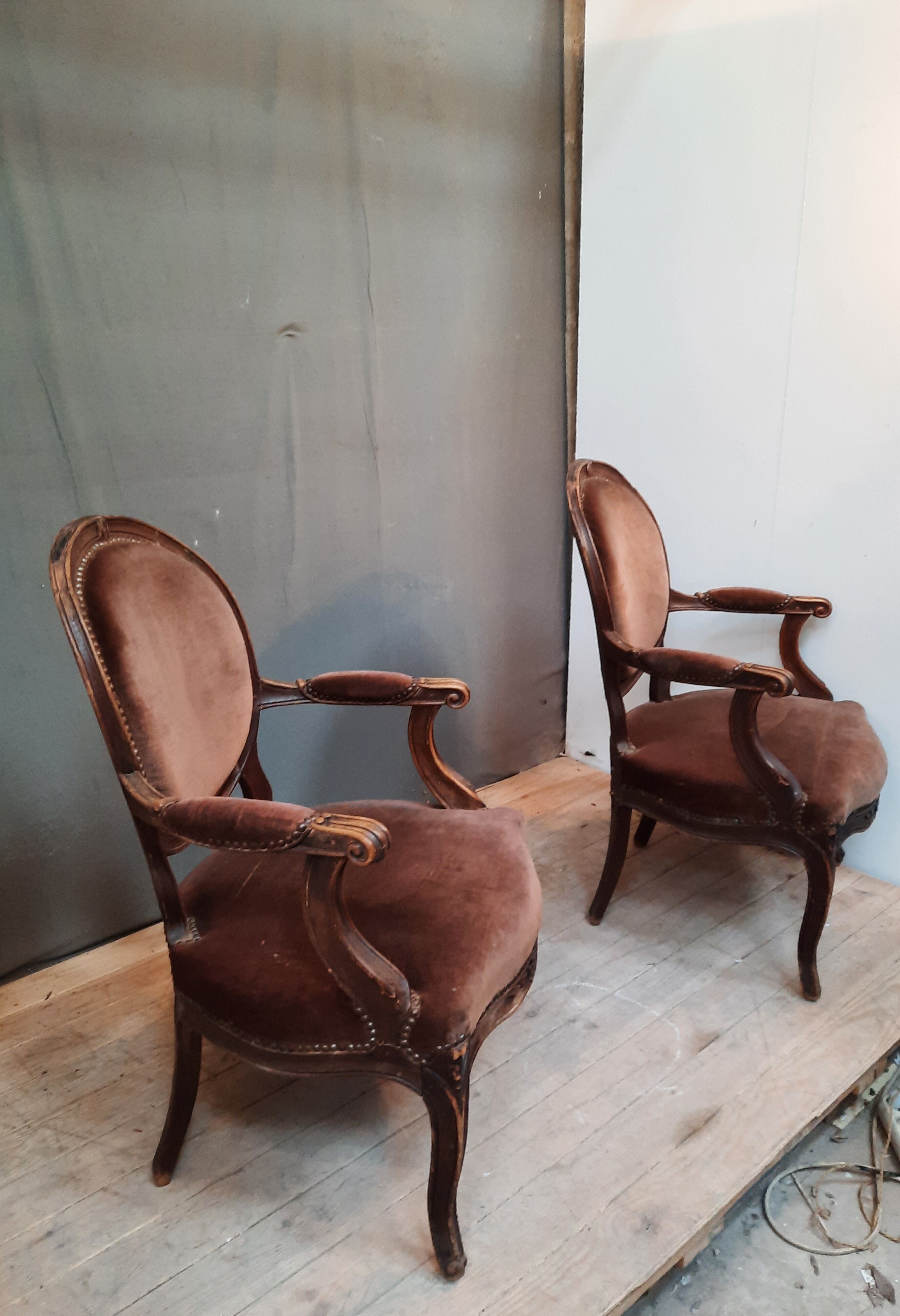 Pair of transition armchairs from the Louis XV Louis XVI eras