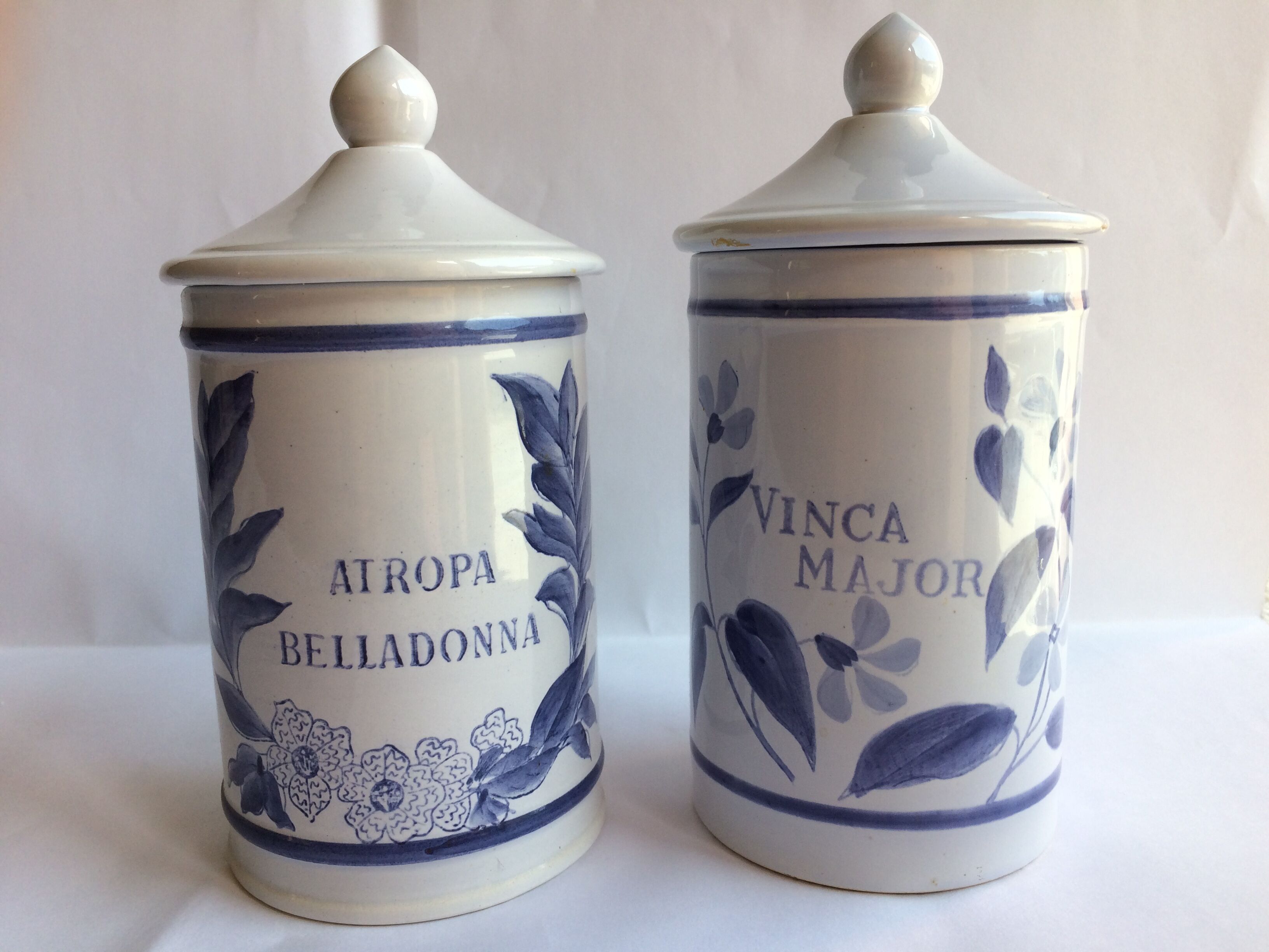 Pair of ceramic pharmacy pots