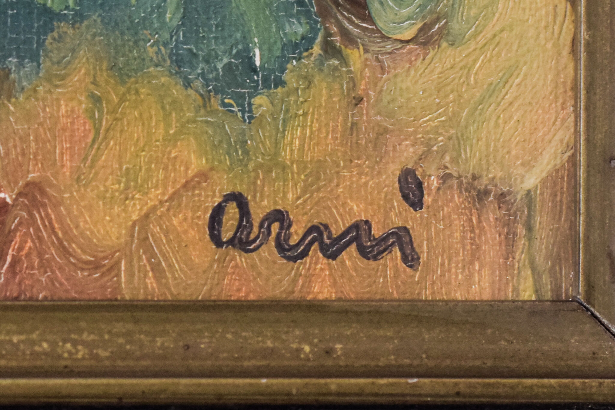 Impressionist wooded landscape with flowers