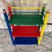 Vintage Coloured Wood Shelf Pencil Design PIERRE SALA Antique Furniture #D